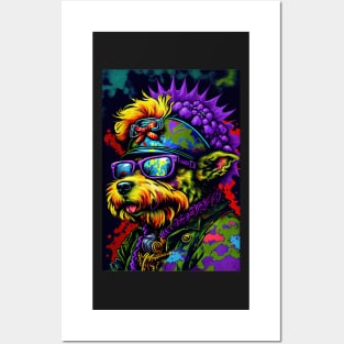 Psychedelic Dog with Sunglasses Posters and Art